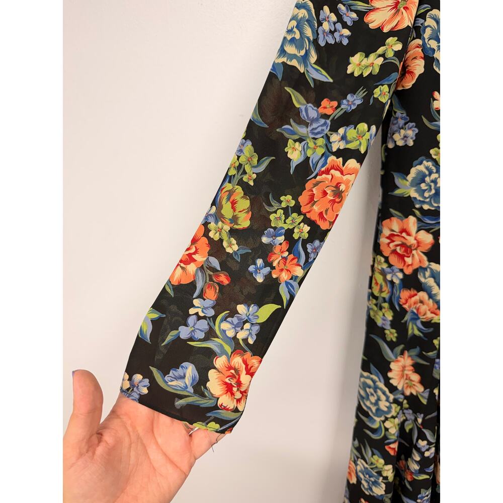 VTG Cynthia Rowley GORGEOUS Floral Long Sleeve Dress w/ Tie Bodice SZ 8 EUC - Picture 5 of 11